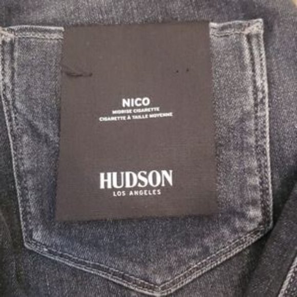 Women's HUDSON Skinny Nico Mid Rise Cigarette Black Jeans- Size 24 - Picture 6 of 6